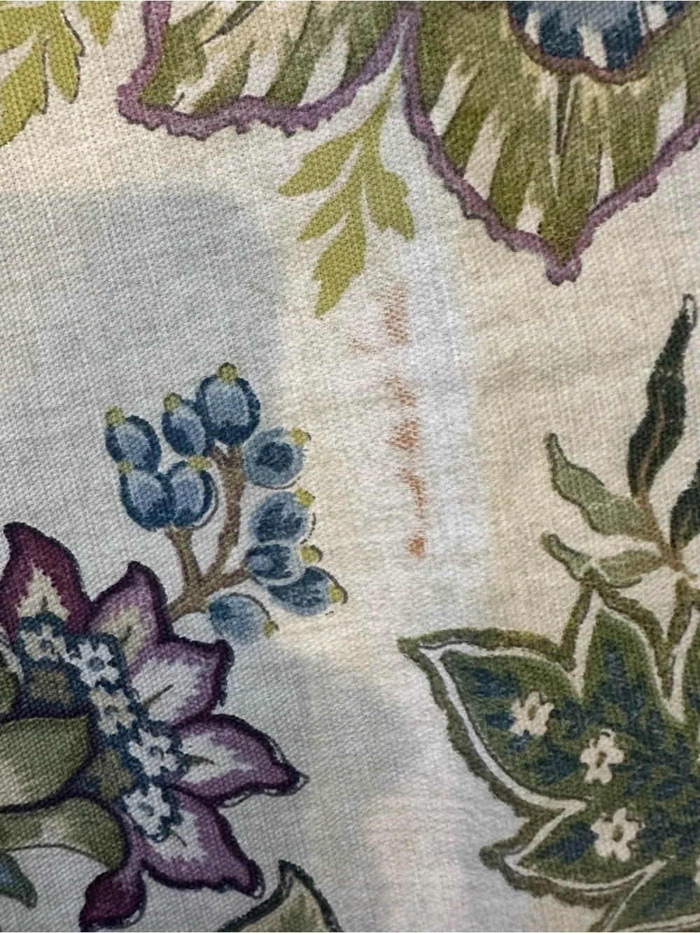 Jacobean Floral Fabric Shower Curtain Traditional Blue Purple Green 70X72 READ